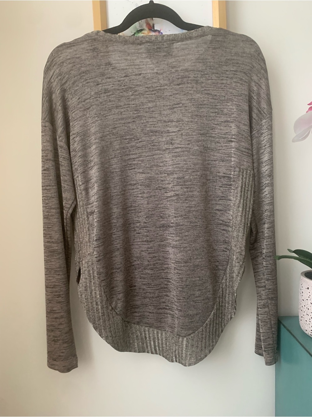 Joseph Ribkoff Heathered Gray Scoop Neck Knit Sweater